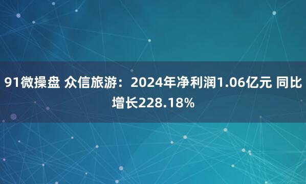 91微操盘 众信旅游：2024年净利润1.06亿元 同比增长228.18%